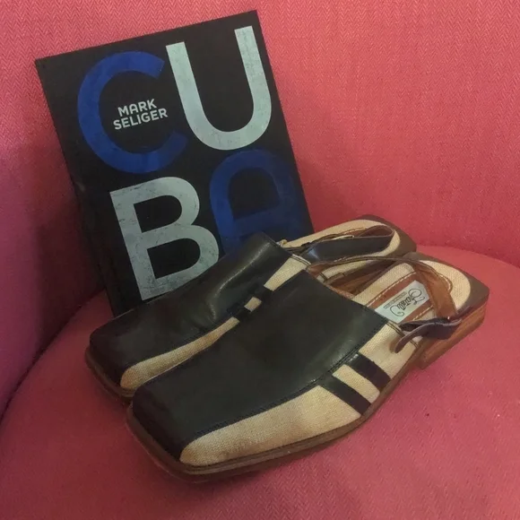 Ultra Miami chic men's linen and leather strap mules by Fratelli - Picture 1 of 11